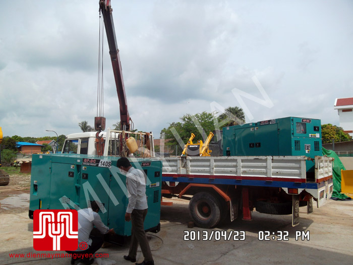 02 Tổ máy phát điện có vỏ CUMMINS 60KVA và 140KVA bàn giao khách hàng Campuchia ngày 23.04.2013