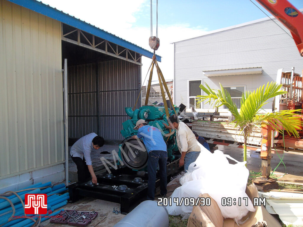 Máy phát điện Cummins 825kva có vỏ cách âm bàn giao tại Cambodia 30/09/2014