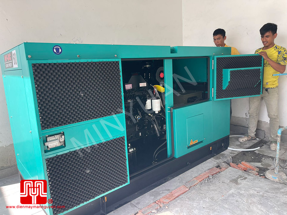 Máy phát điện cách âm 60kva bàn giao 11//122024